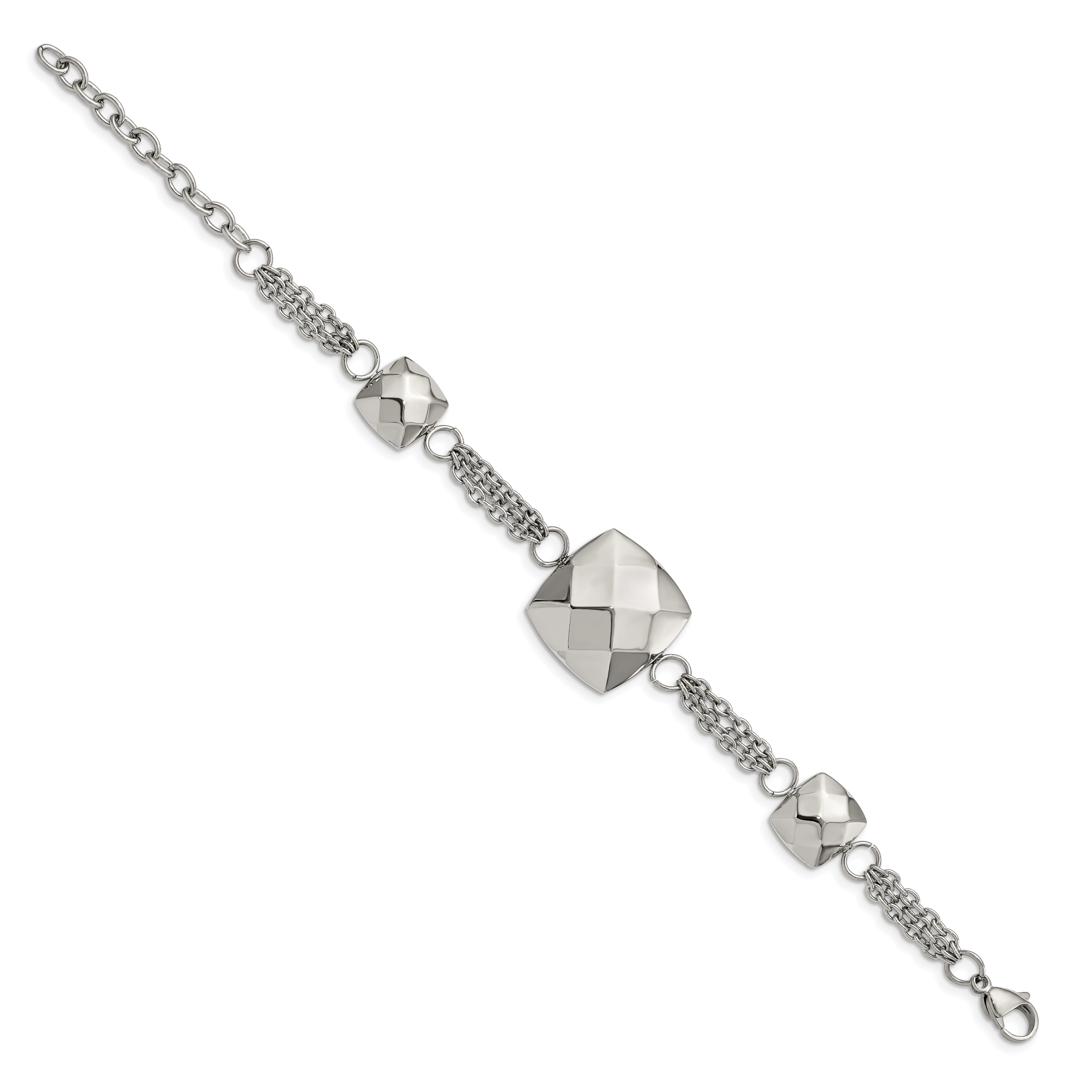 Stainless Steel Polished Hollow Squares with ext. Bracelet for Women