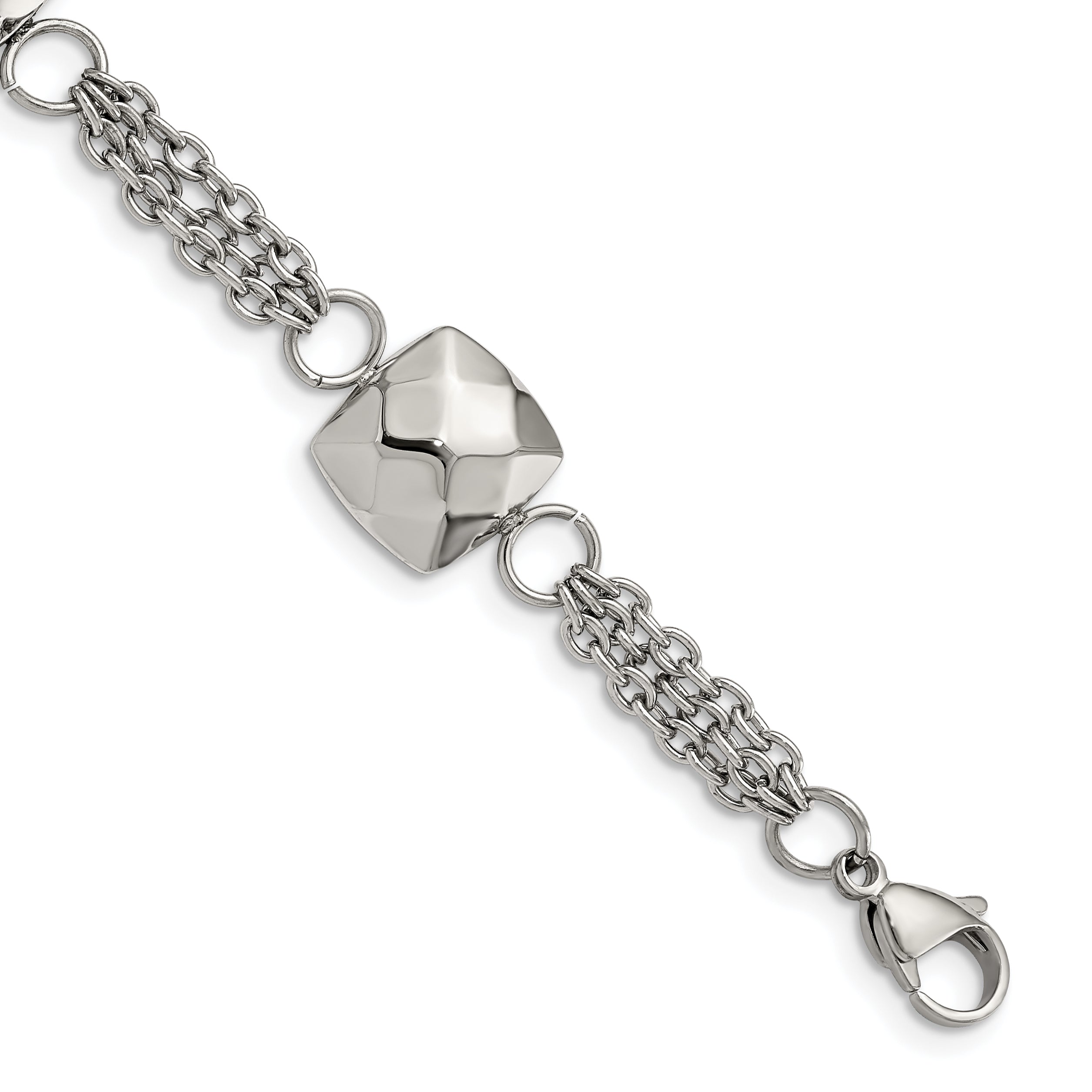 Stainless Steel Polished Hollow Squares with ext. Bracelet for Women