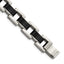 Stainless Steel Polished with Black Rubber Inlay Link Bracelet for Men