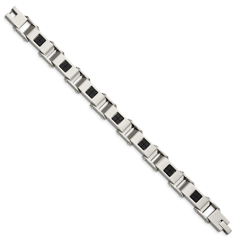 Stainless Steel Polished Black IP-plated Bracelet for Men