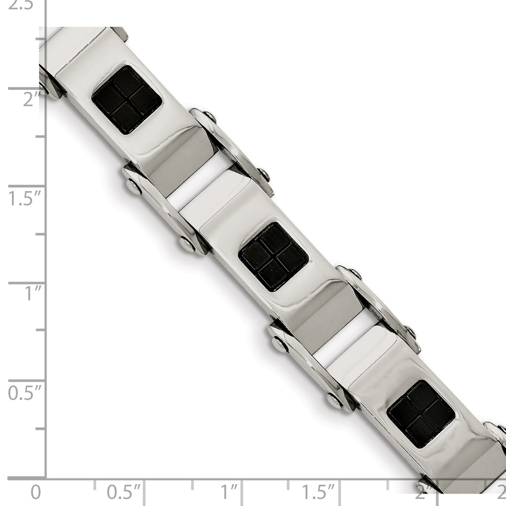 Stainless Steel Polished Black IP-plated Bracelet for Men