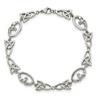 Stainless Steel Polished Claddagh and Trinity Knot Bracelet for Women