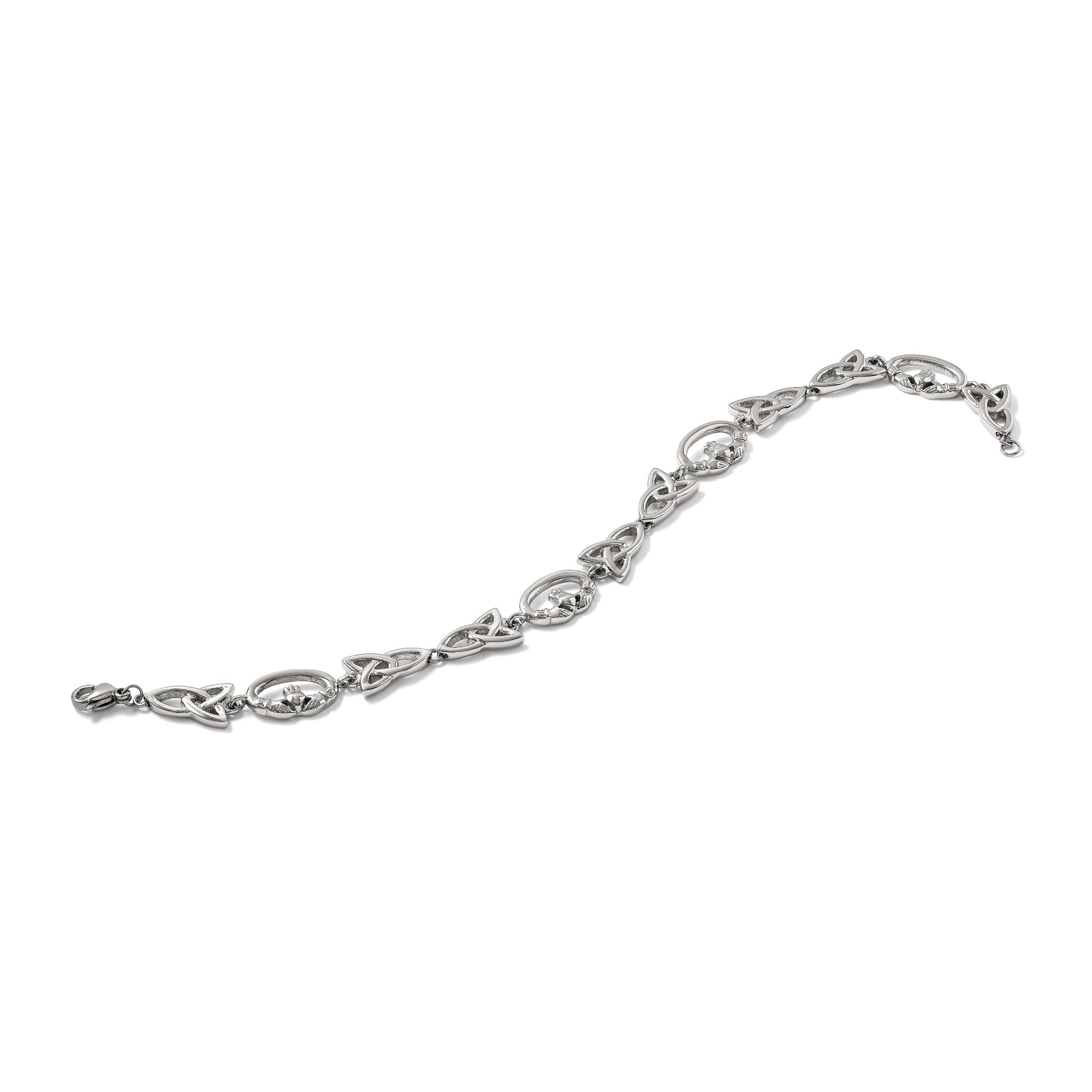 Stainless Steel Polished Claddagh and Trinity Knot Bracelet for Women