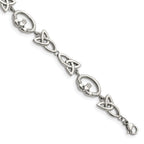 Stainless Steel Polished Claddagh and Trinity Knot Bracelet for Women