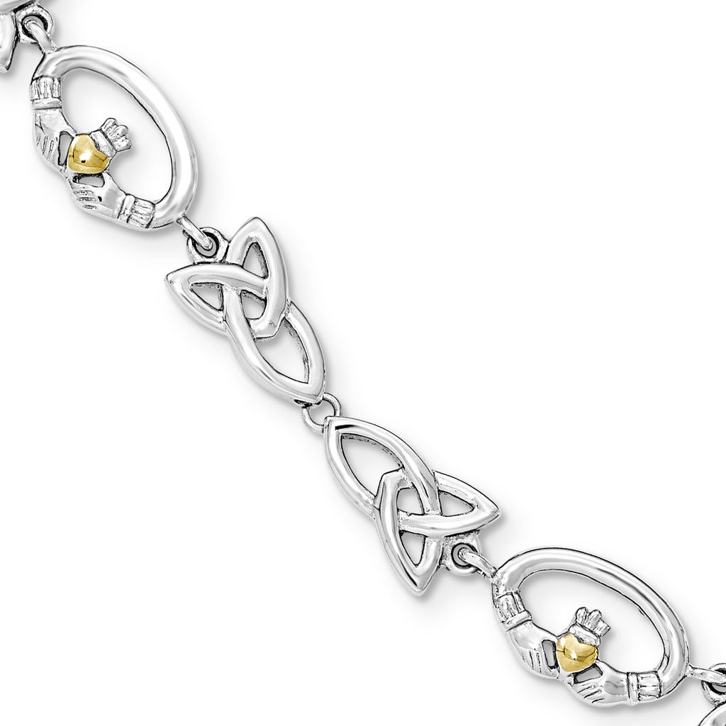 Stainless Steel Polished Yellow IP-plated Claddagh Bracelet for Women