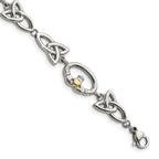 Stainless Steel Polished Yellow IP-plated Claddagh Bracelet for Women