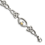 Claddagh Bracelet in Yellow IP-Plated Stainless Steel, 7.8" - Sophia Jewelers