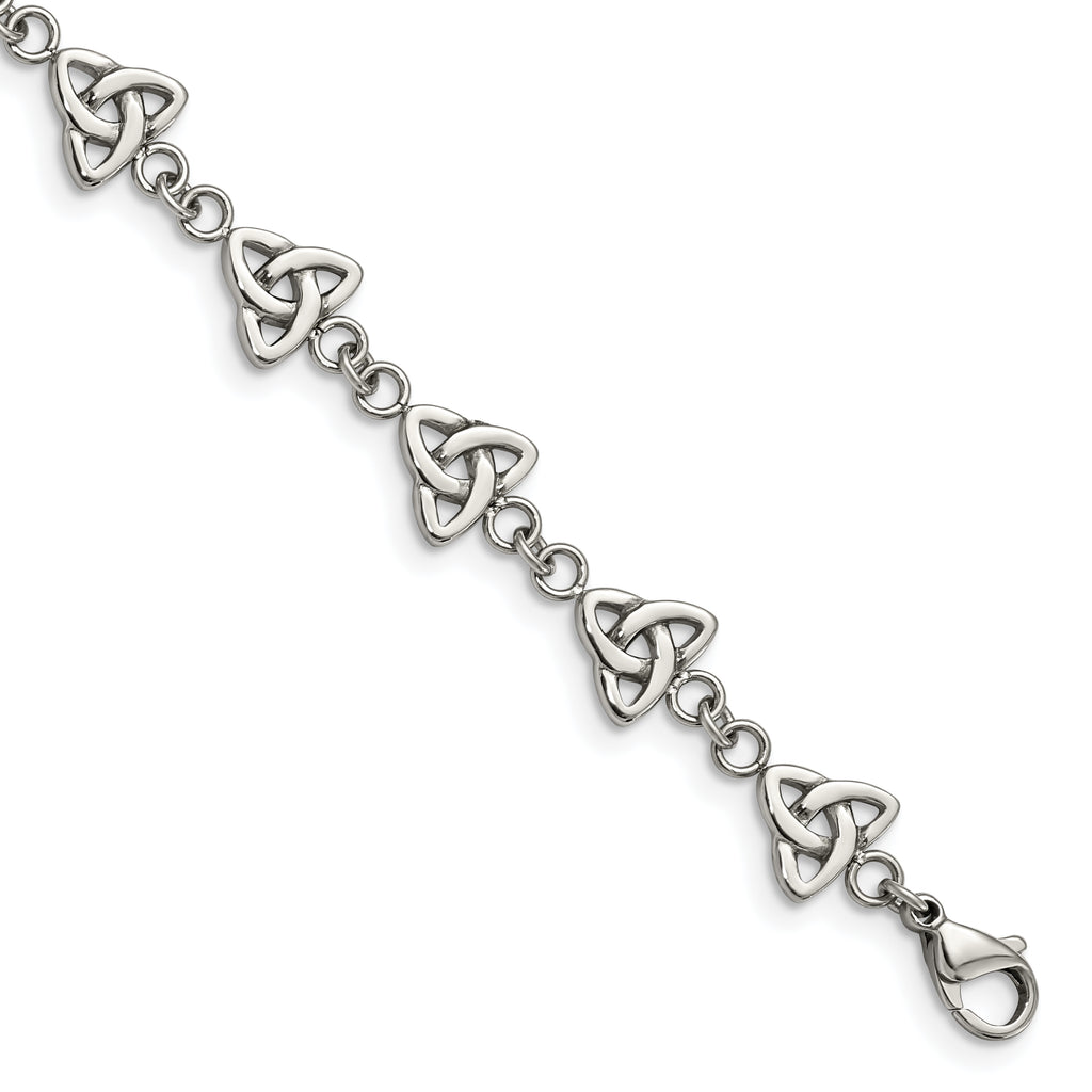 Stainless Steel Polished Trinity Knot Link Bracelet for Women