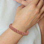 Stainless Steel Polished Light Brown Braided Leather Bracelet for Men