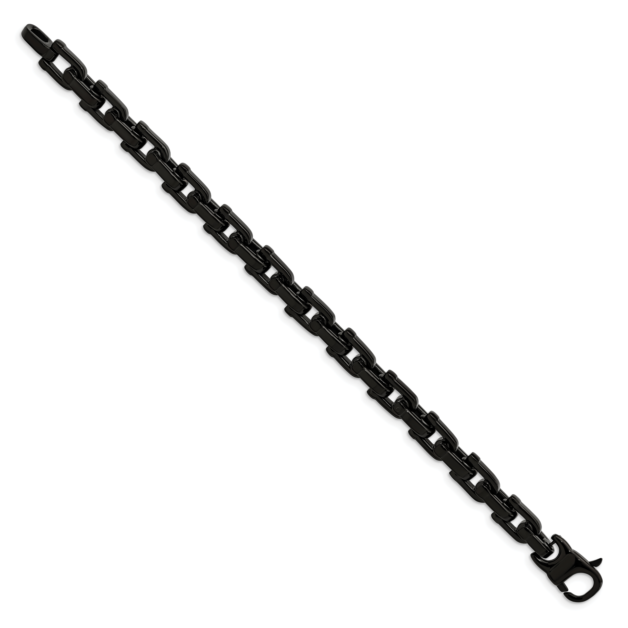 Stainless Steel Polished Black IP-plated Fancy Link Bracelet for Men