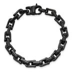 Stainless Steel Polished Black IP-plated Fancy Link Bracelet for Men