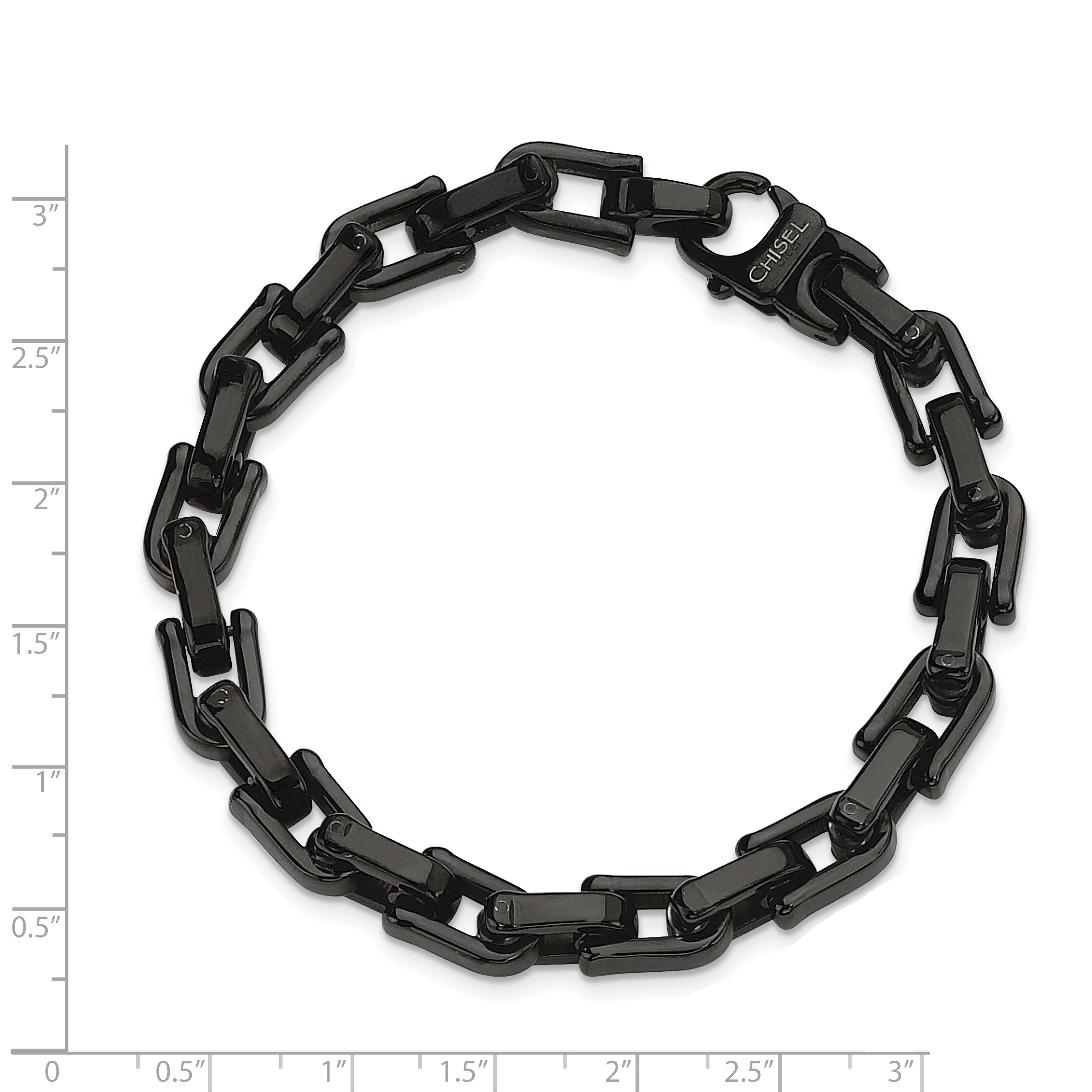 Stainless Steel Polished Black IP-plated Fancy Link Bracelet for Men