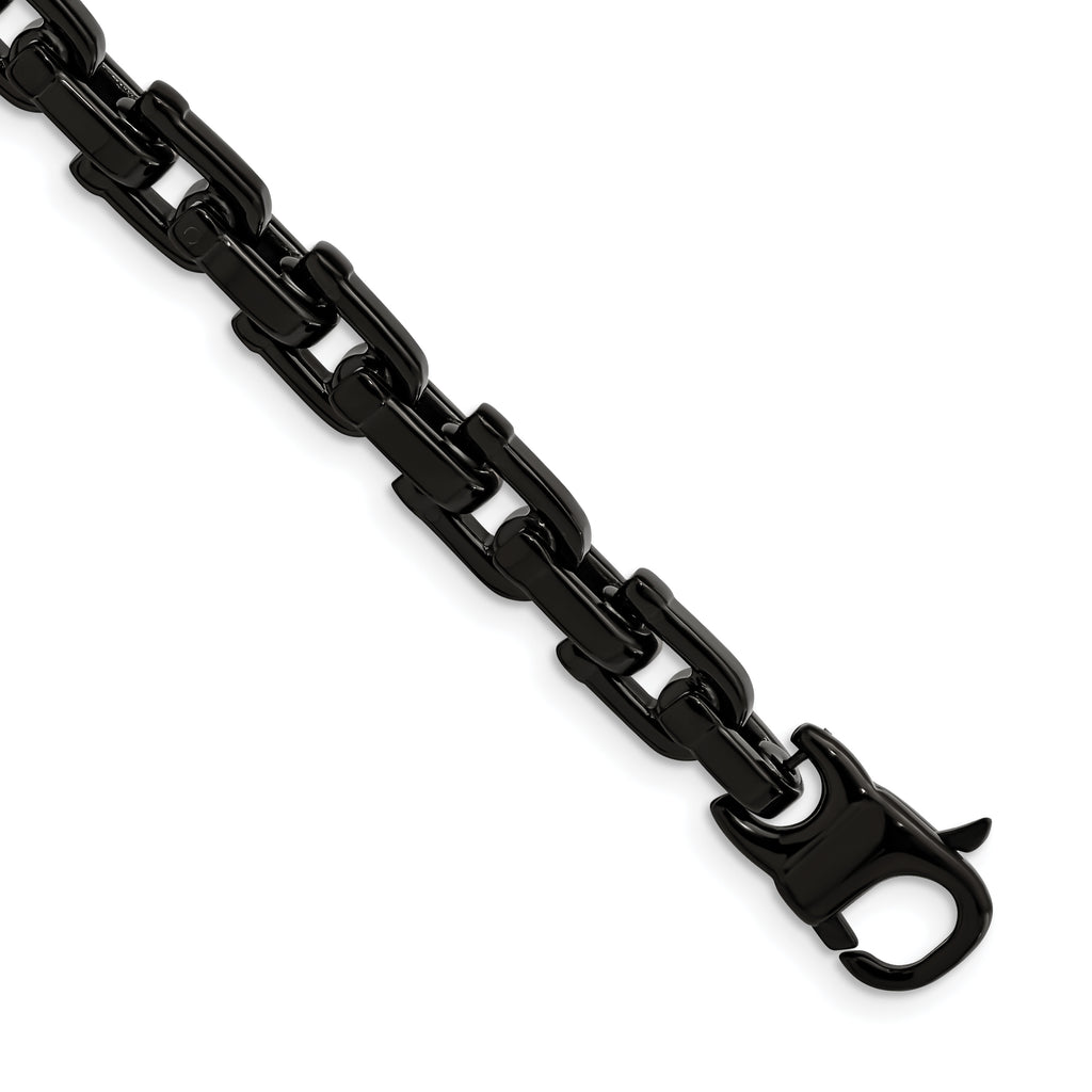 Stainless Steel Polished Black IP-plated Fancy Link Bracelet for Men