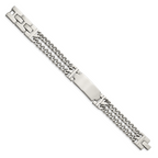 Stainless Steel Polished 2 Strand Curb Chain with . extension ID Bracelet for Men