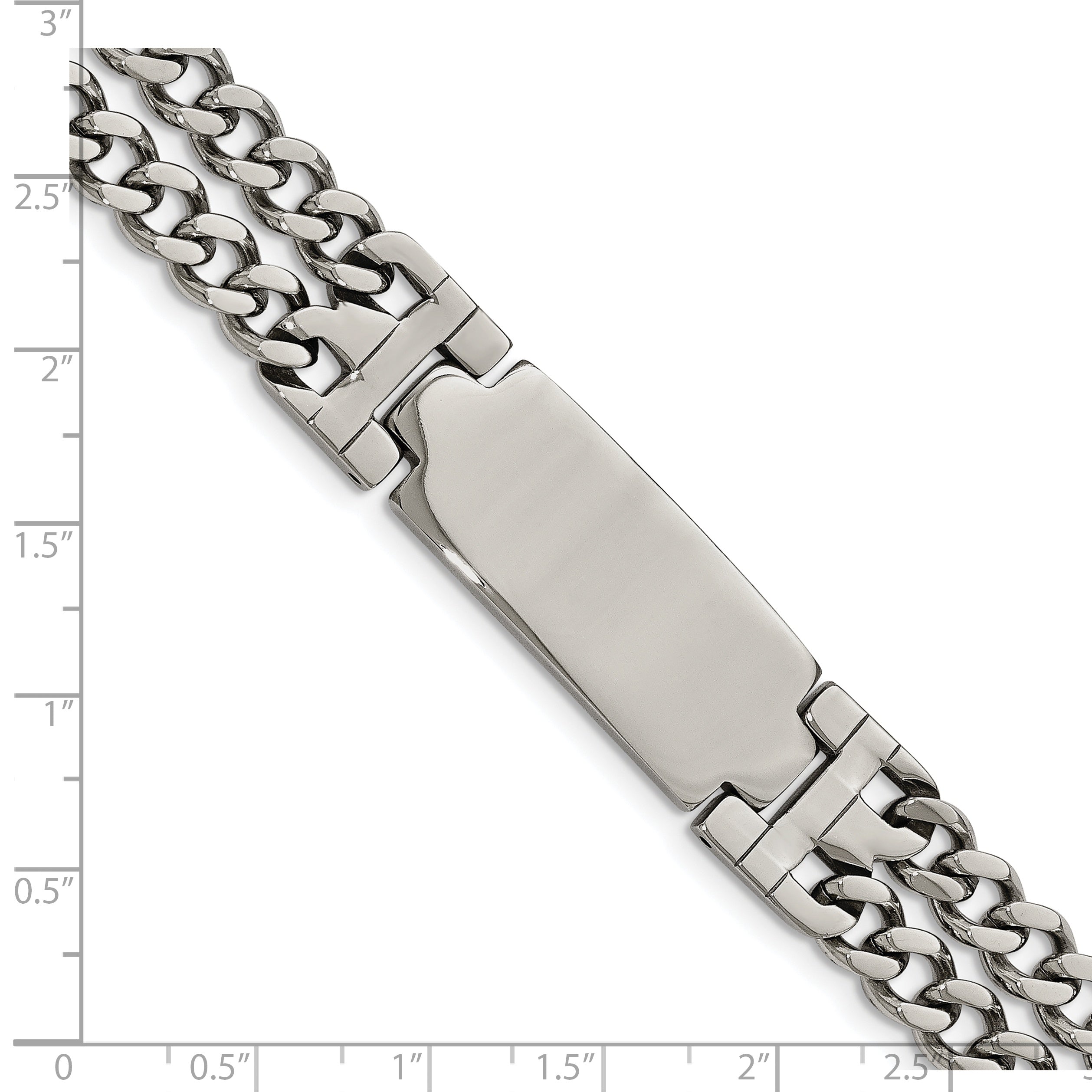 Stainless Steel Polished 2 Strand Curb Chain with . extension ID Bracelet for Men