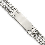 Stainless Steel Polished 2 Strand Curb Chain with . extension ID Bracelet for Men
