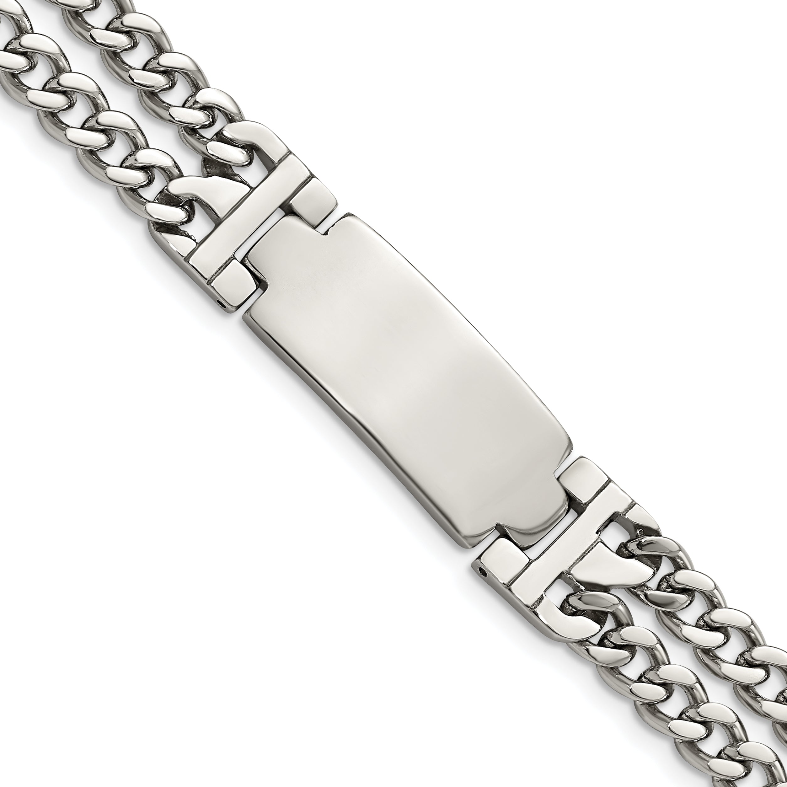 Stainless Steel Polished 2 Strand Curb Chain with . extension ID Bracelet for Men