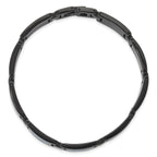 Stainless Steel Polished Black IP-plated with Blue Carbon Fiber Inlay Link Bracelet for Men