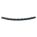 Stainless Steel Polished Black IP-plated with Blue Carbon Fiber Inlay Link Bracelet for Men