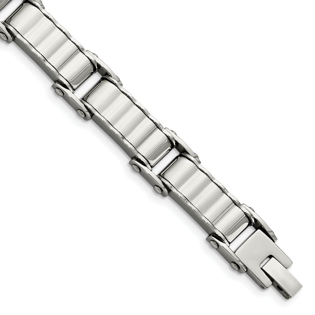Stainless Steel Polished and Textured Bracelet for Men