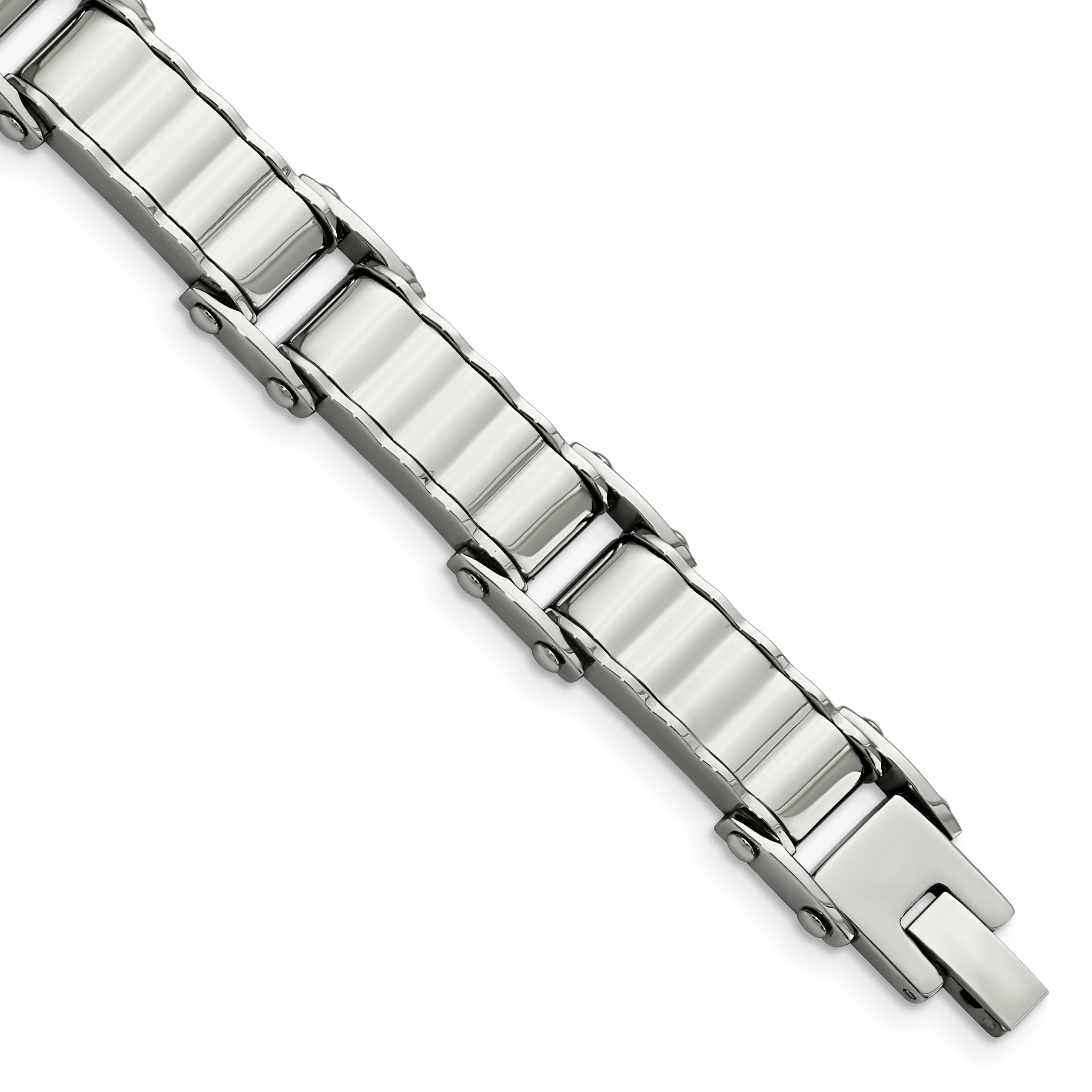 Stainless Steel Polished and Textured Bracelet for Men