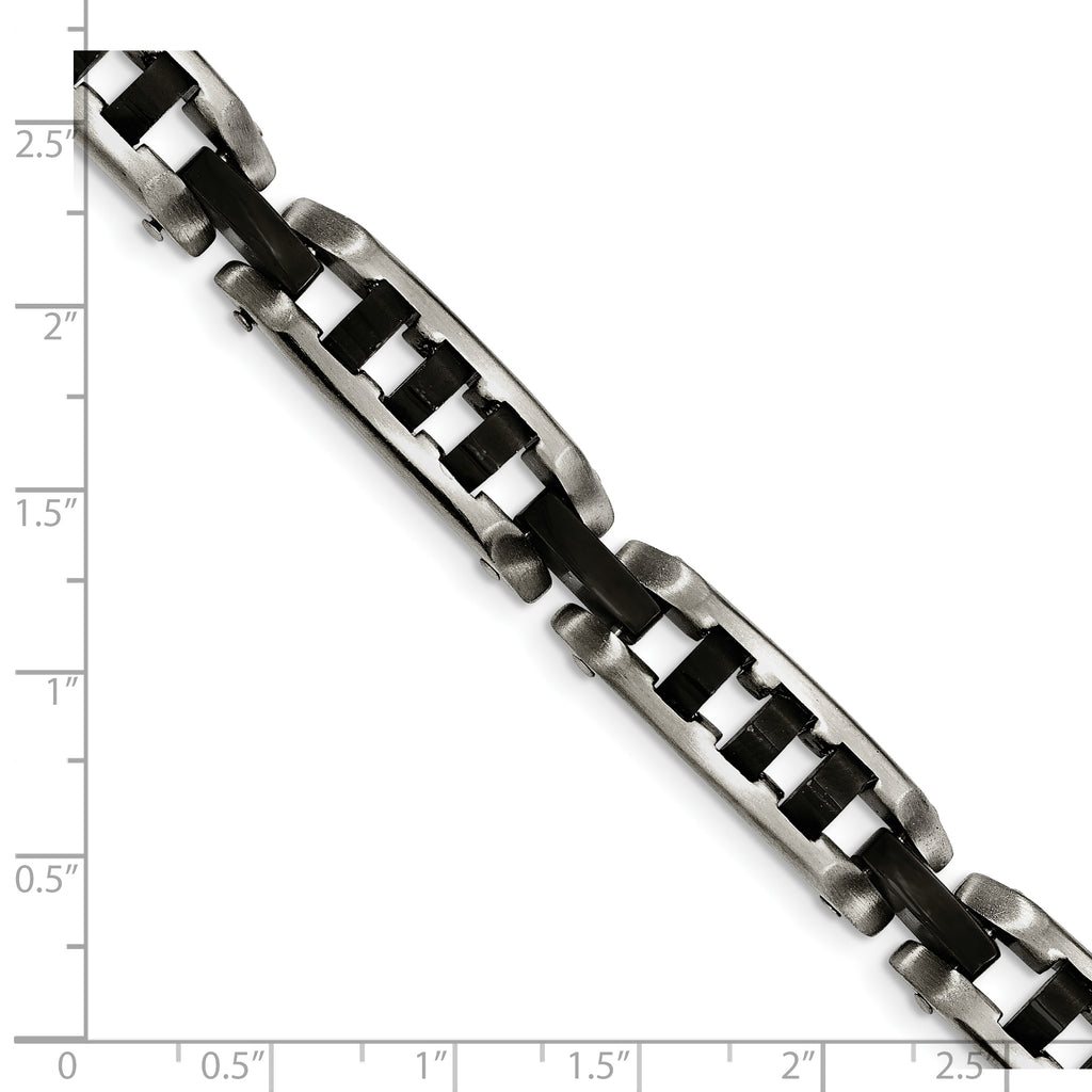 Stainless Steel Brushed and Polished Black IP-plated Bracelet for Men