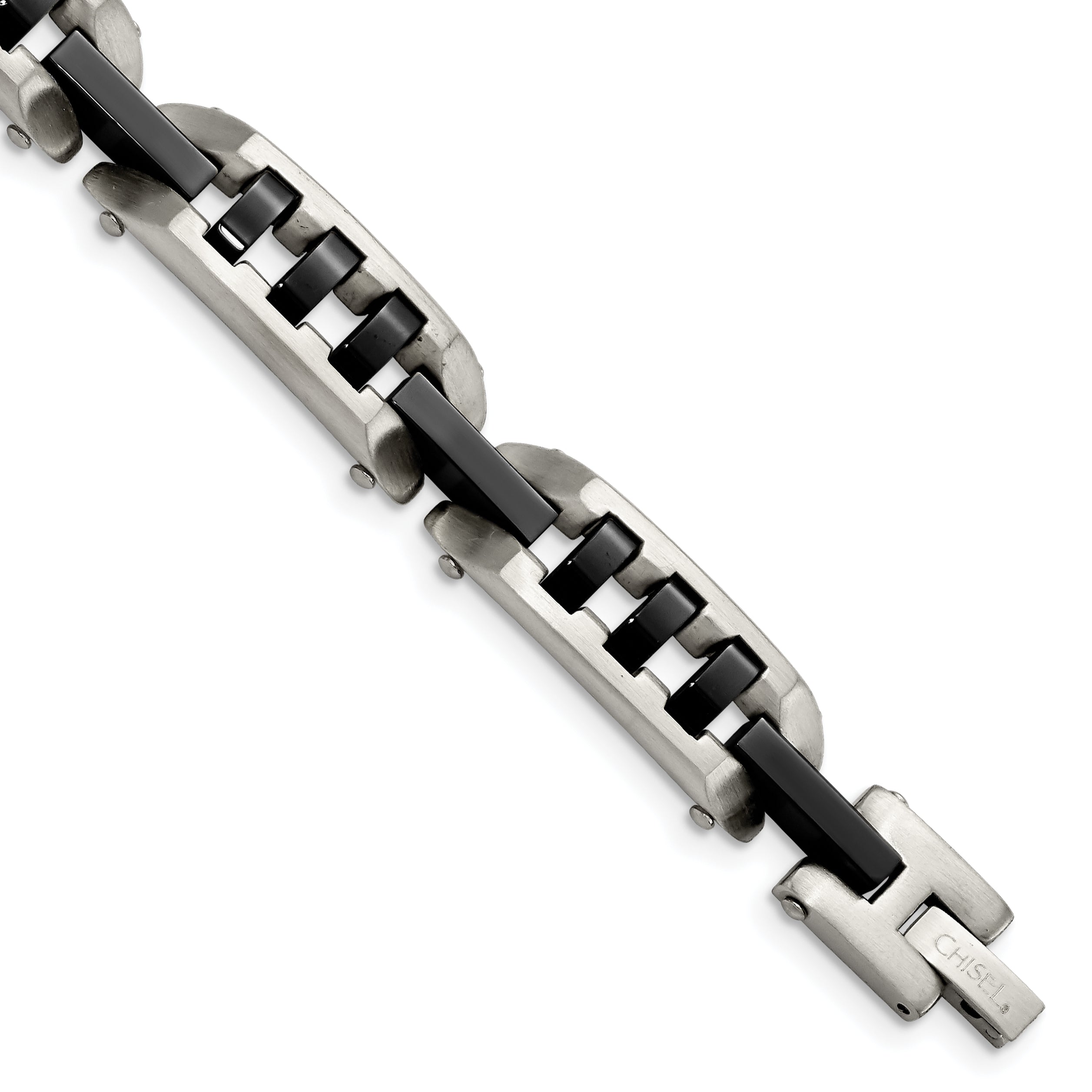 Stainless Steel Brushed and Polished Black IP-plated Bracelet for Men