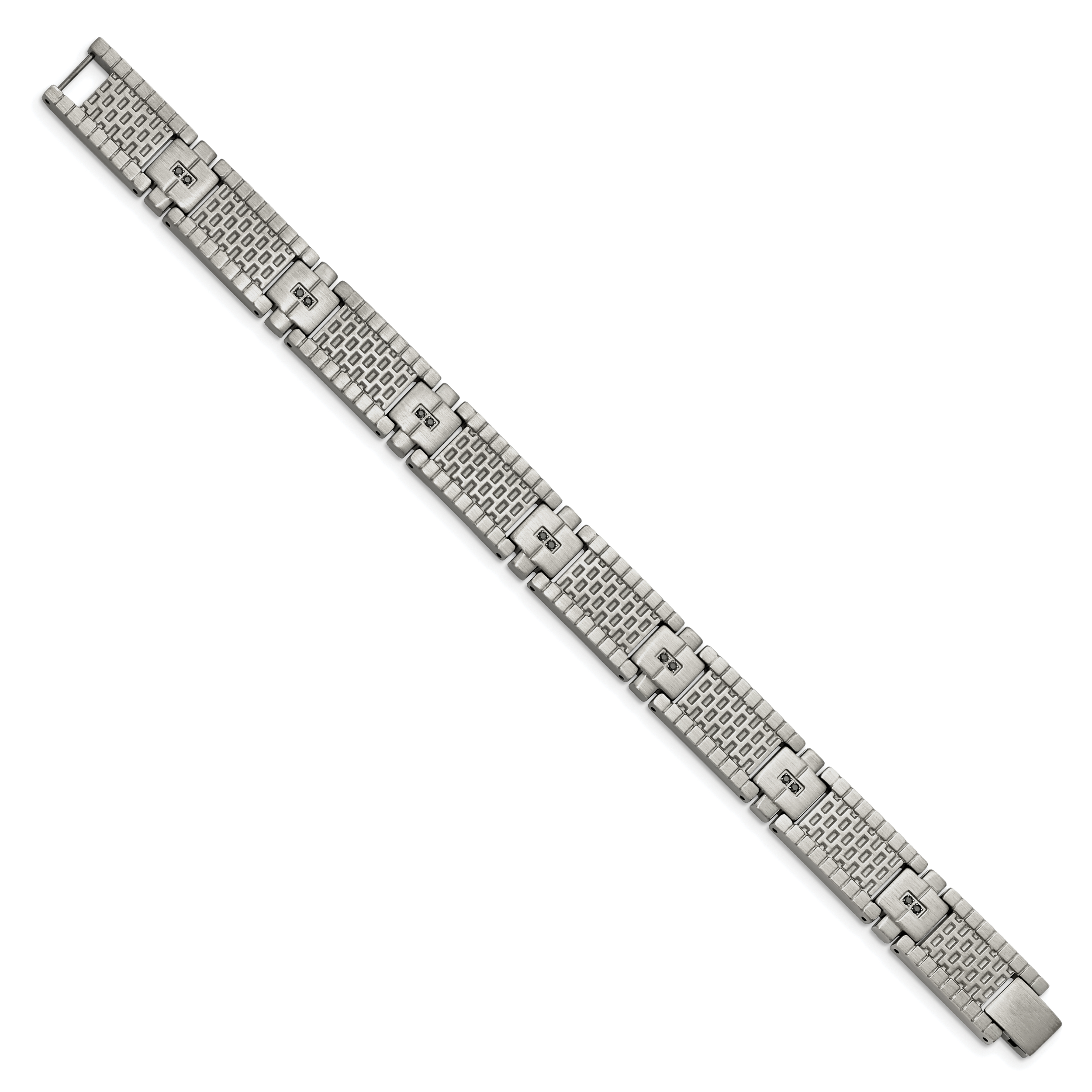 Stainless Steel Antiqued and Brushed with Cubic Zirconia Bracelet for Men