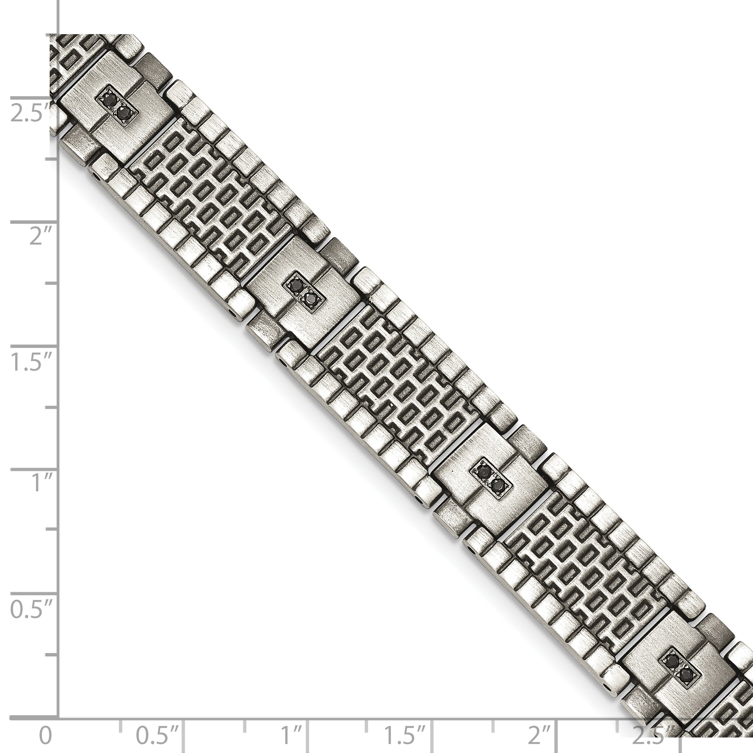 Stainless Steel Antiqued and Brushed with Cubic Zirconia Bracelet for Men