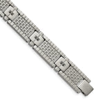 Stainless Steel Antiqued and Brushed with Cubic Zirconia Bracelet for Men