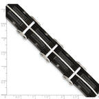 Stainless Steel Brushed and Polished Black IP-plated with Cable Inlay Link Bracelet for Men