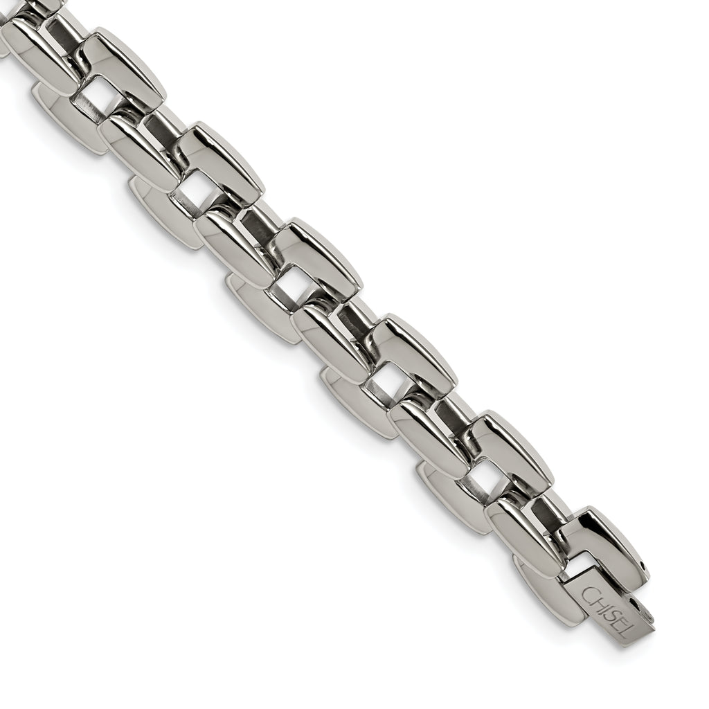 Stainless Steel Polished Square Link Bracelet for Men