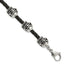 Stainless Steel Antiqued and Polished Skull Beads Black Braided Leather Bracelet for Men