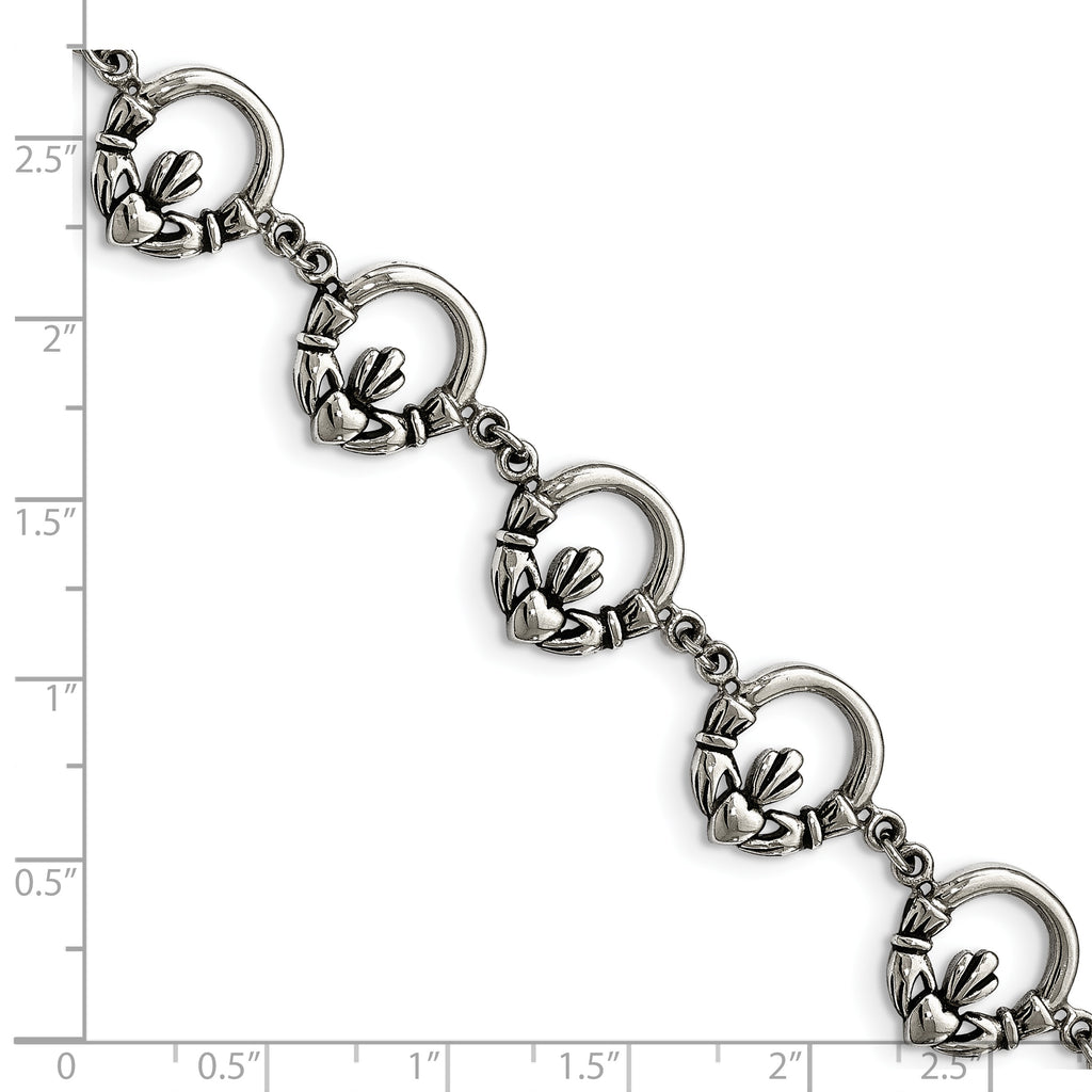 Stainless Steel Polished Claddagh Bracelet for Women