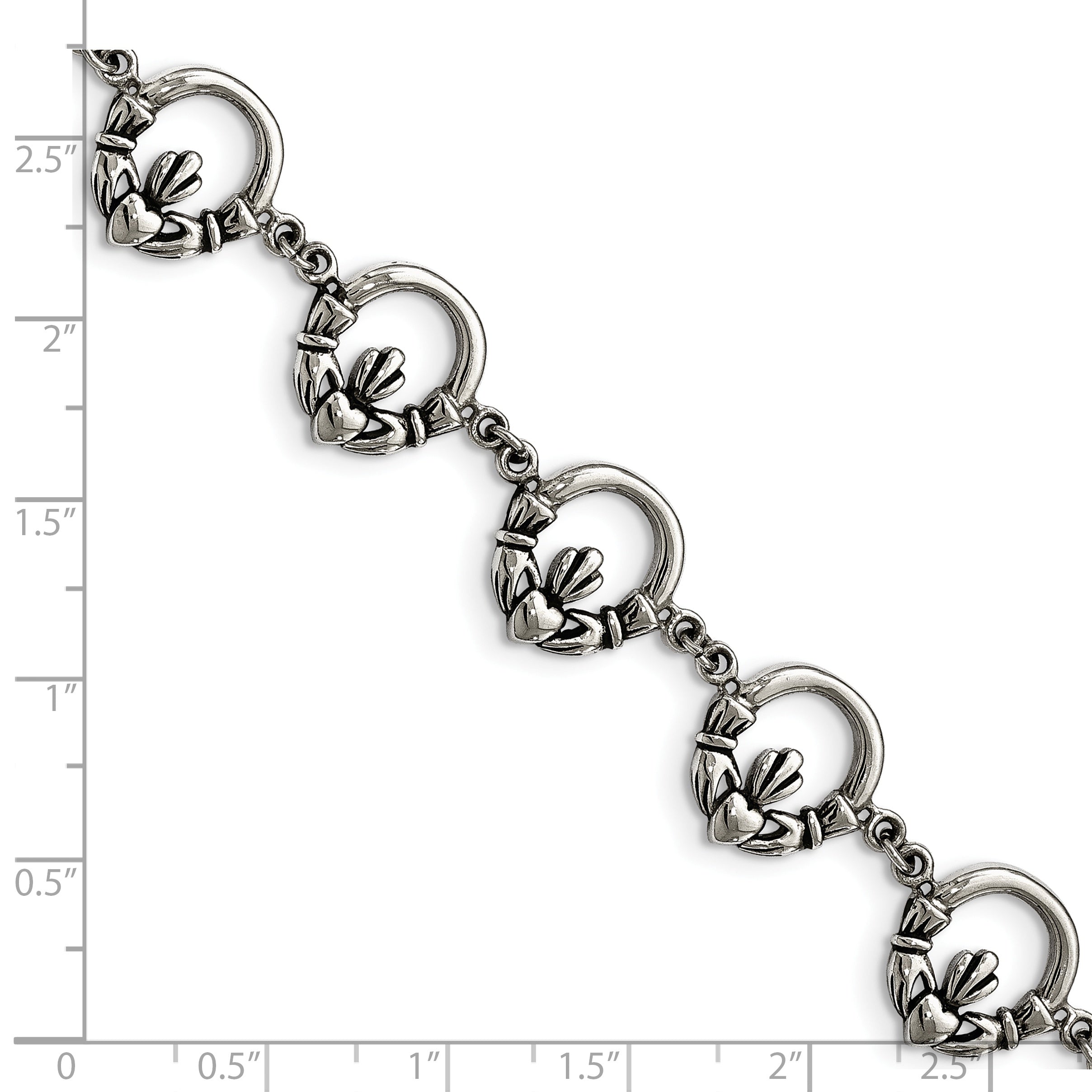 Stainless Steel Polished Claddagh Bracelet for Women