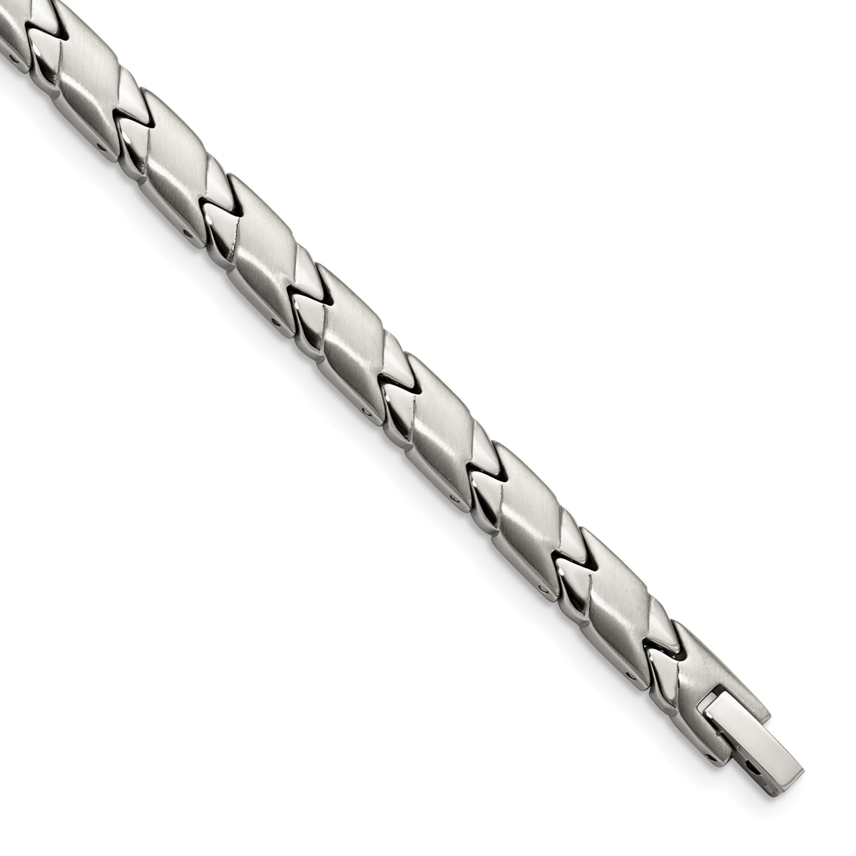 Brushed & Link Bracelet in Stainless Steel, 6.5mm 8.2in - Sophia Jewelers