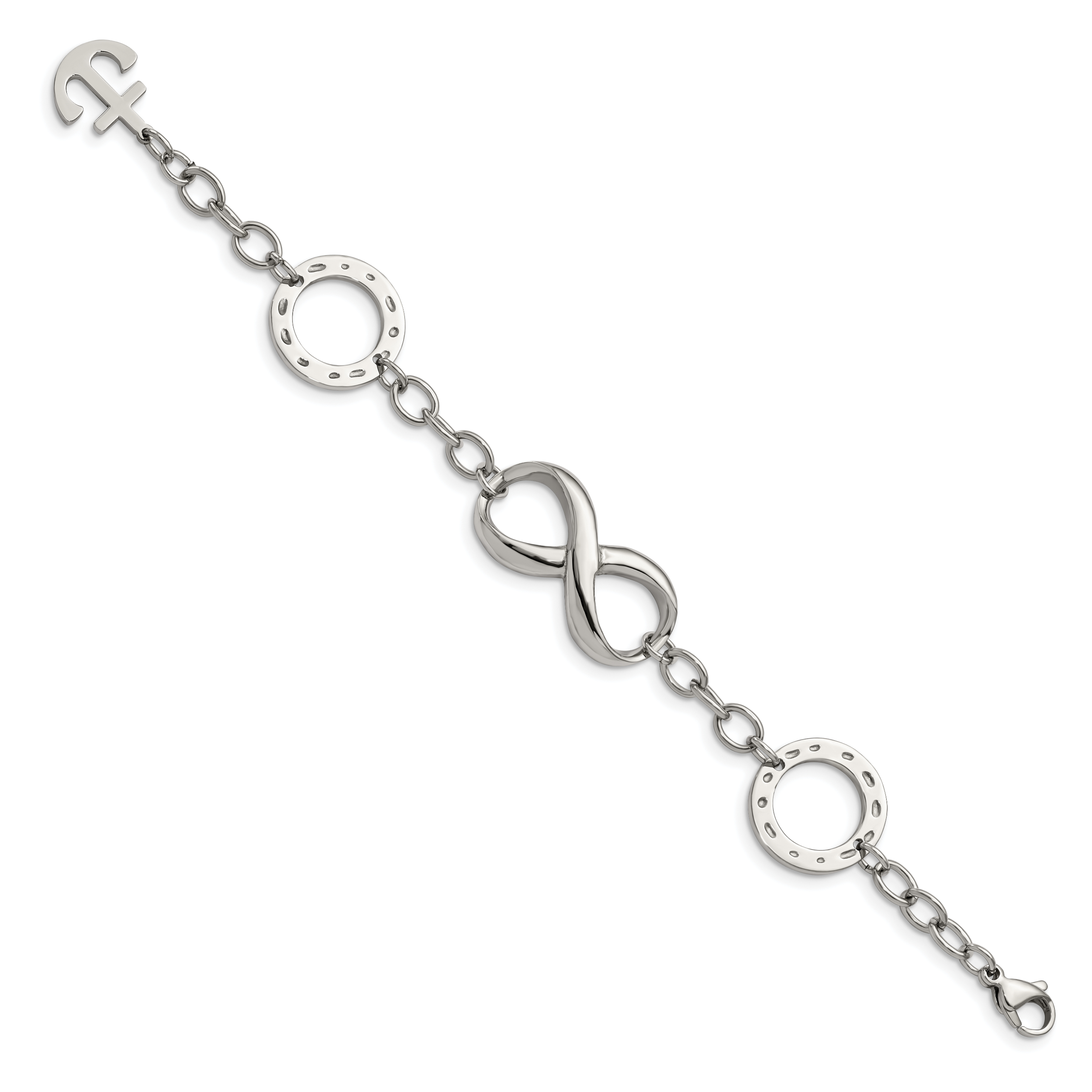 Stainless Steel Polished Infinity Symbol and Anchor Bracelet for Women Secondary image