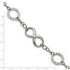 Stainless Steel Polished Infinity Symbol and Anchor Bracelet for Women