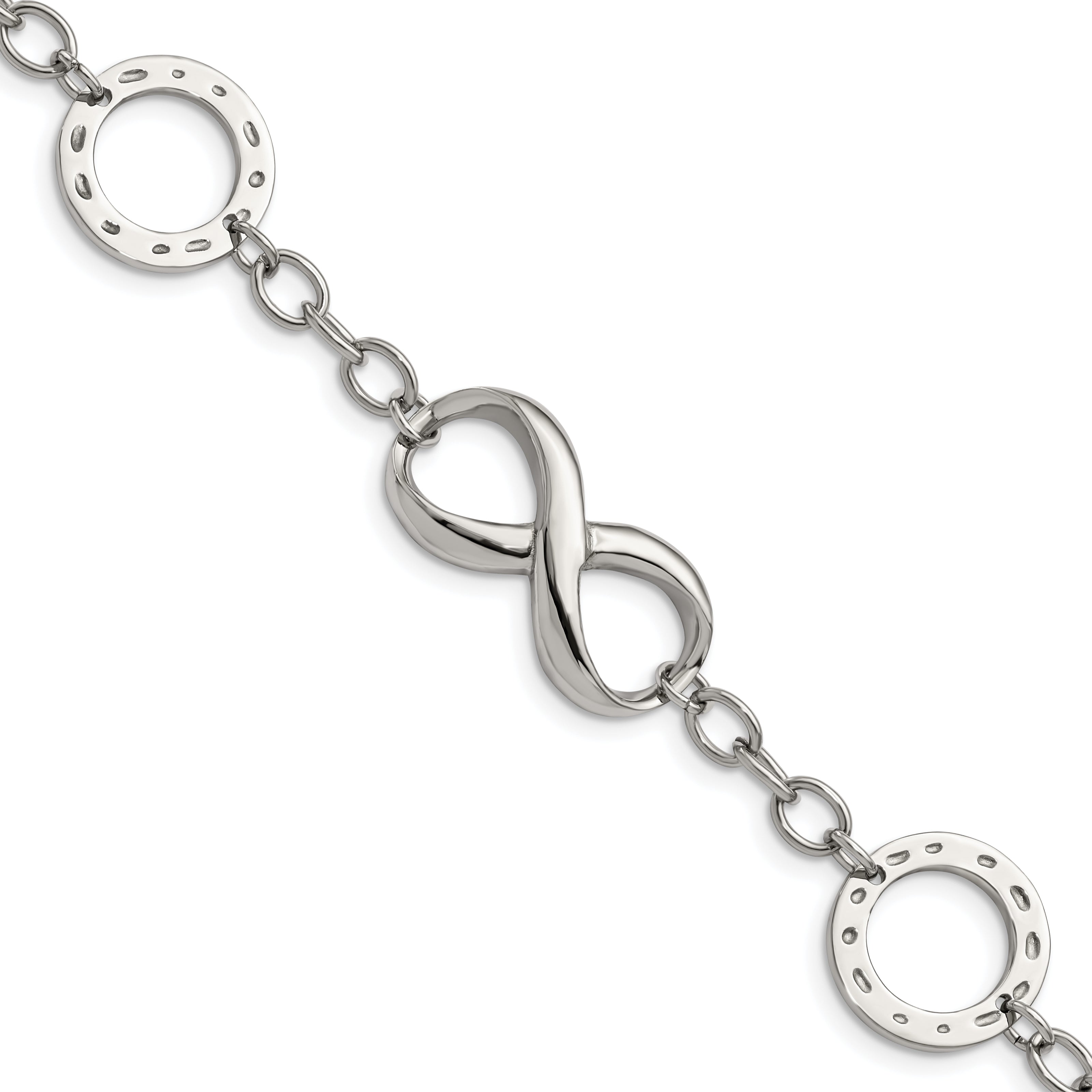 Stainless Steel Polished Infinity Symbol and Anchor Bracelet for Women Main image
