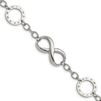 Stainless Steel Polished Infinity Symbol and Anchor Bracelet for Women