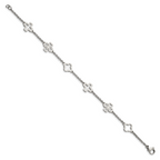 Stainless Steel Polished Cross and Clovers Bracelet for Women