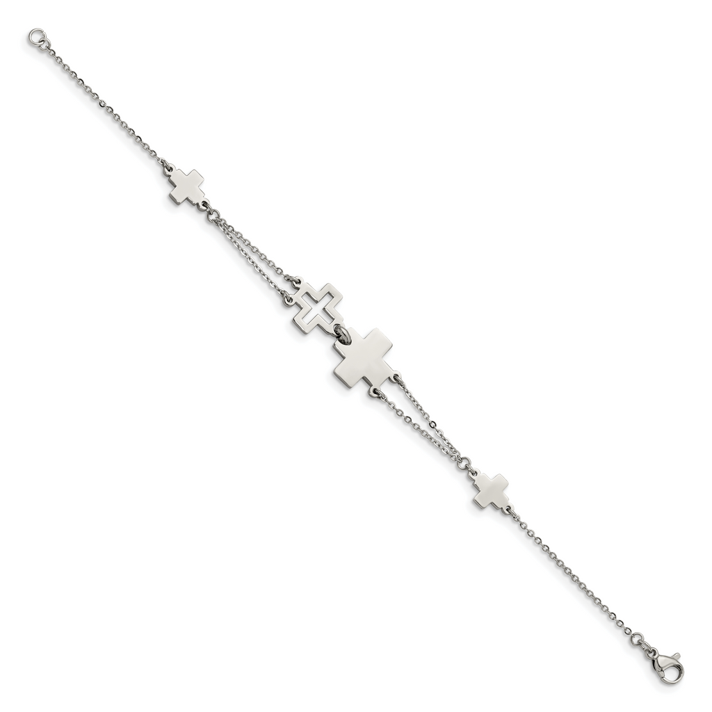 Stainless Steel Polished Cross Bracelet for Women