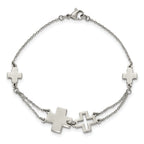 Stainless Steel Polished Cross Bracelet for Women