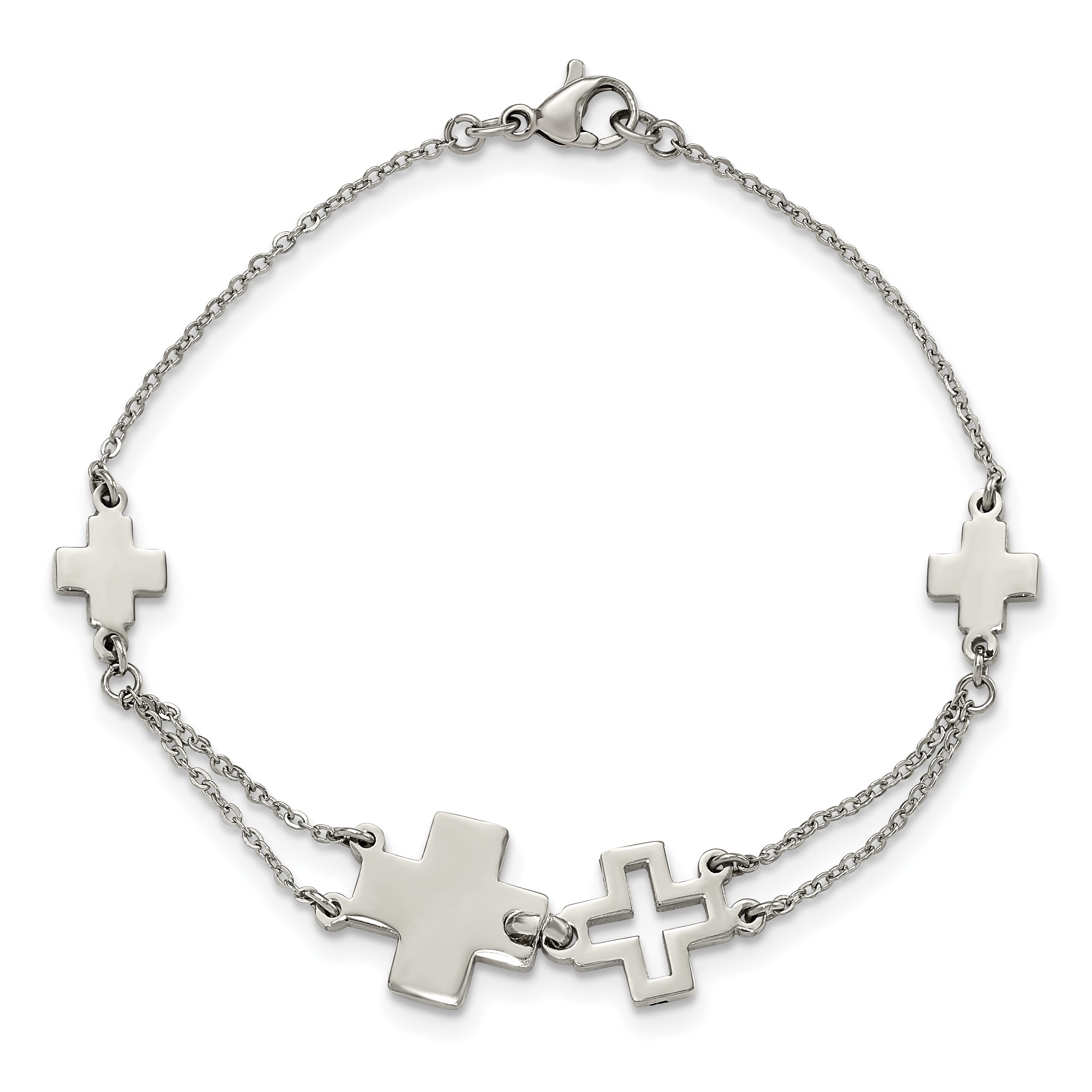 Stainless Steel Polished Cross Bracelet for Women