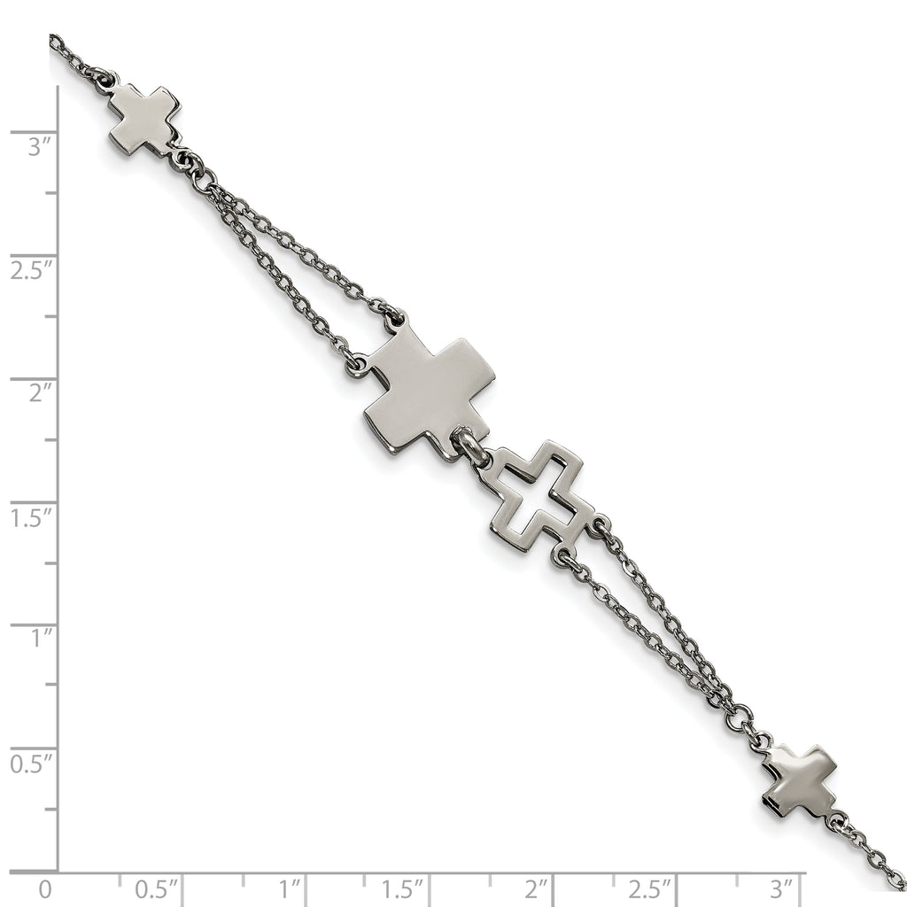 Stainless Steel Polished Cross Bracelet for Women