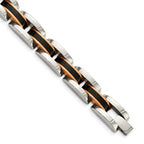 Stainless Steel Polished Black and Rose IP-plated Link Bracelet for Men