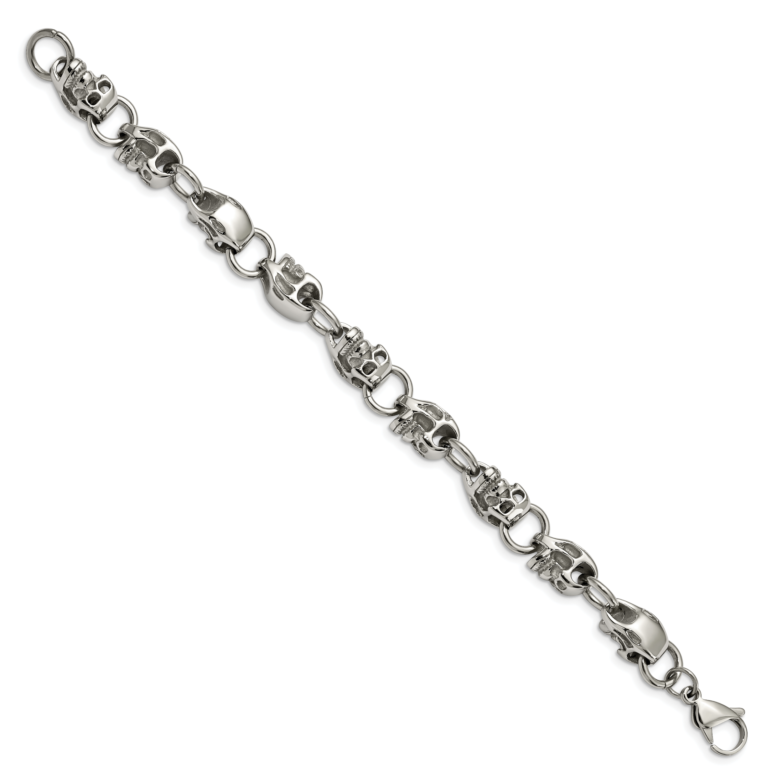 Stainless Steel Polished Skull Link Bracelet for Men