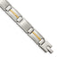 Stainless Steel with 14k Gold Accent Brushed and Polished Link Bracelet for Men