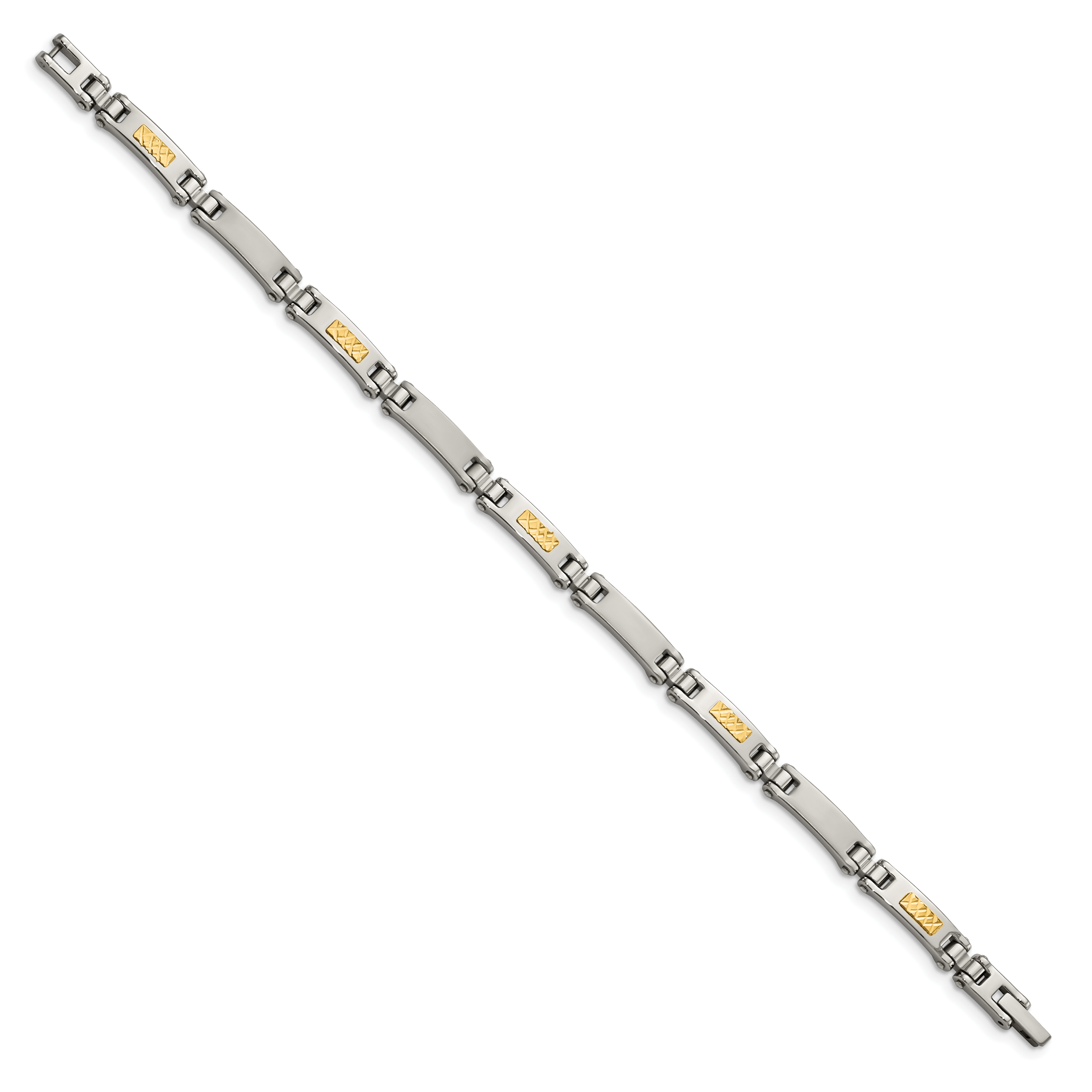 Stainless Steel with 14k Gold Accent Brushed and Polished Link Bracelet for Men Main image