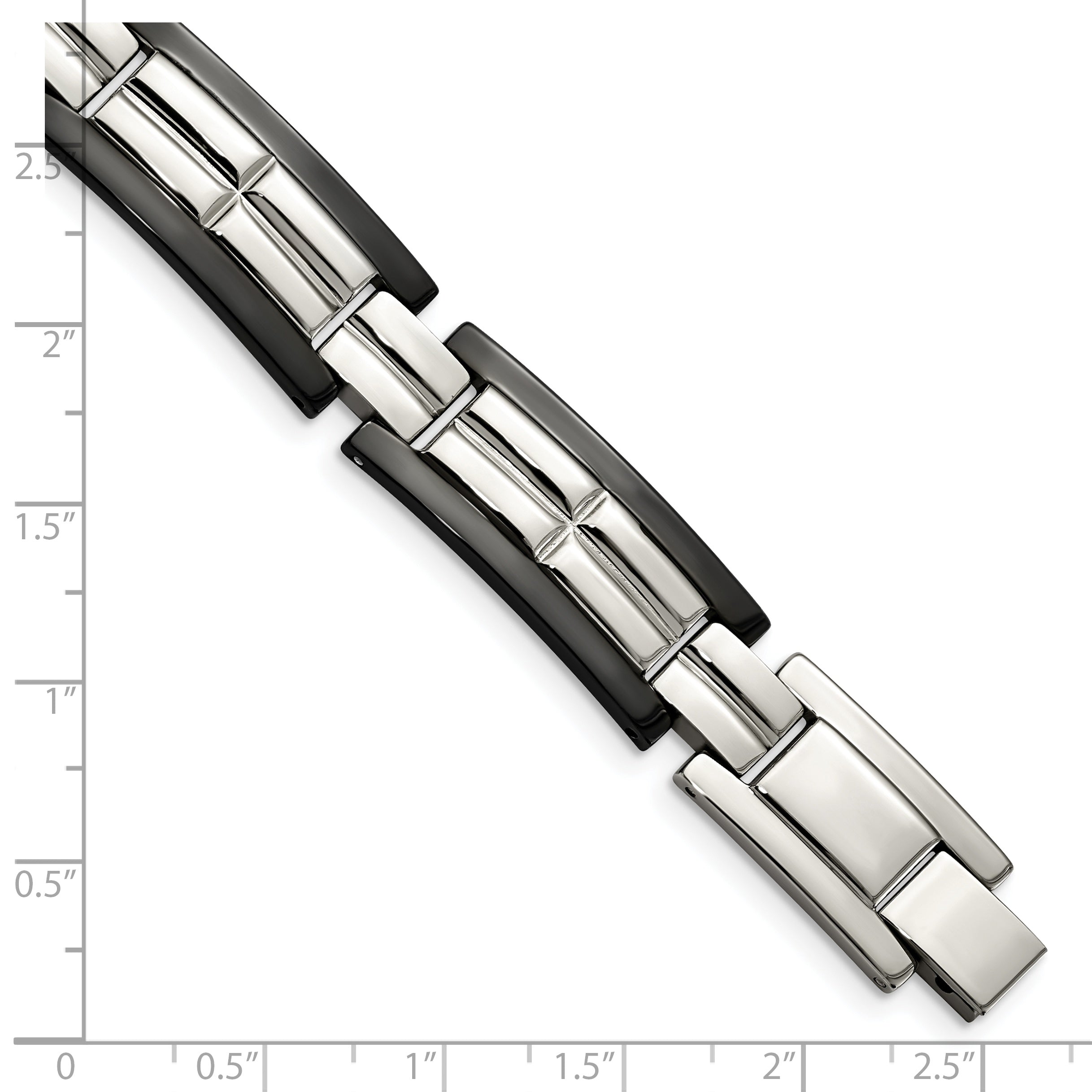 Stainless Steel Polished Black IP-plated Link Bracelet for Men
